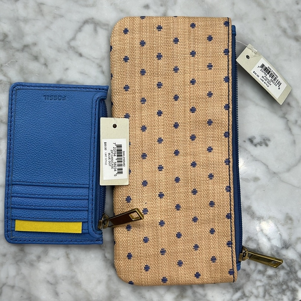 Fossil zip card case wallet and clutch/pouch  (new with tags)